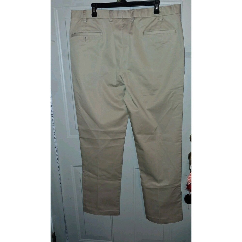 Orvis Mens Trim Fit Chino Pants 38x31 Flat Front Tan Khaki Cotton Trousers